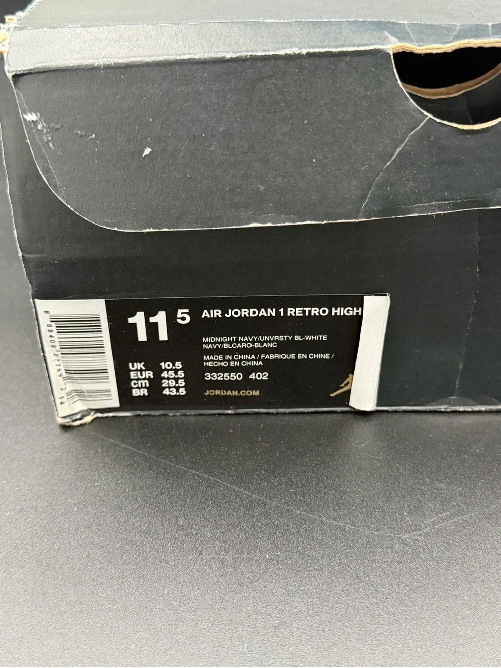 Air Jordan 1 High Top Sneakers in midnight navy and University Blue 11.5 M A+